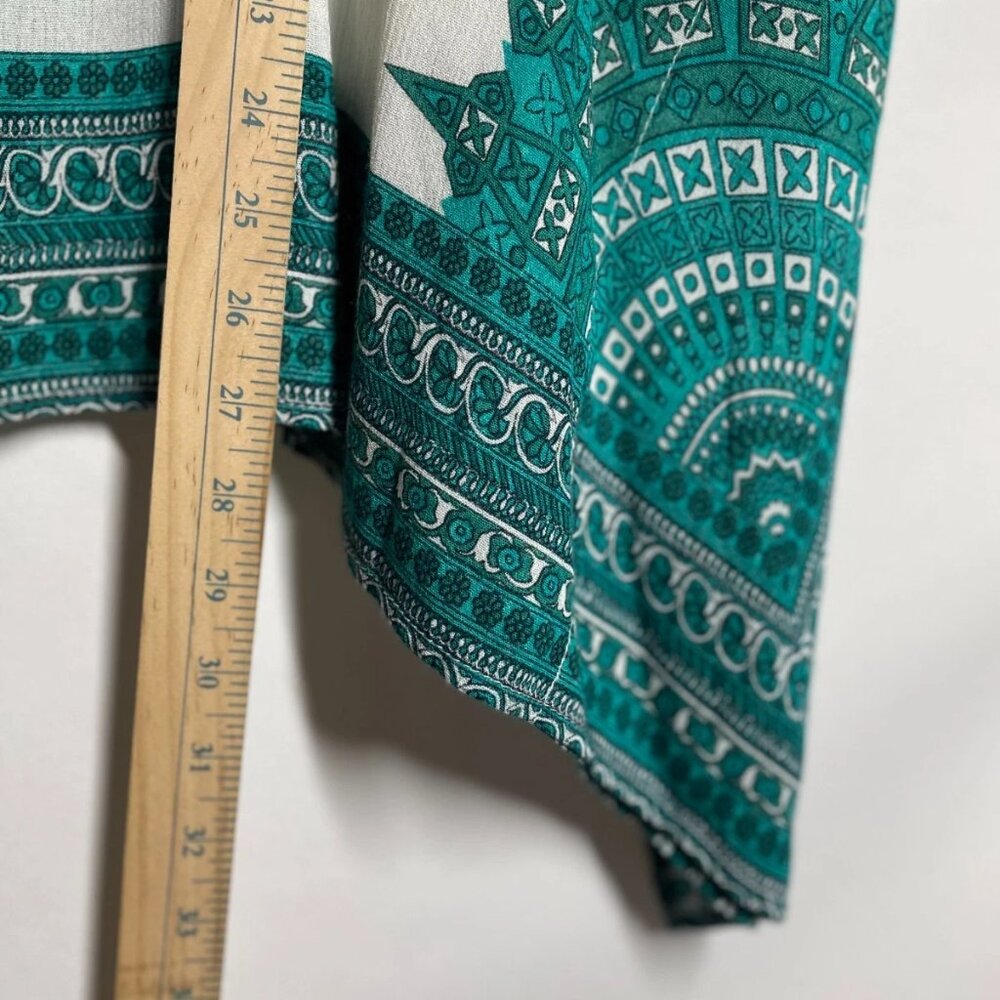 NWT Y2K WD-NY Womens Teal Green Paisley Bohemian Tunic Kaftan Top Size X-Large - Picture 7 of 8